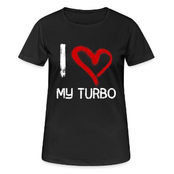 J'aime mon turbo - T-shirt respirant Femme - noir - Devant - AI Model Female 172 light (172cm)
