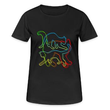 Chats, gueule de bois, chat, meow, cadeau, animal familier, kitty - T-shirt respirant Femme - noir - Devant - AI Model Female 172 light (172cm)
