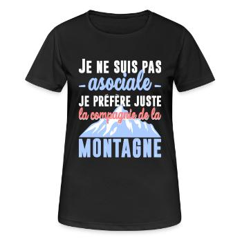 La compagnie de la montagne - T-shirt respirant Femme - noir - Devant - AI Model Female 172 light (172cm)