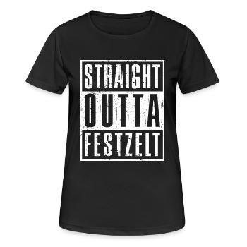 Straight outta Festzelt - - Wiesn-Bier - Frauen T-Shirt atmungsaktiv - Schwarz - Vorne - AI Model Female 172 light (172cm)