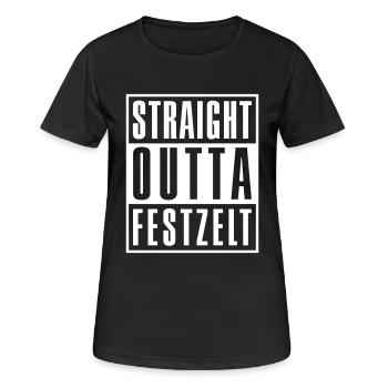 Straight outta Festzelt - - Wiesn-Bier - Frauen T-Shirt atmungsaktiv - Schwarz - Vorne - AI Model Female 172 light (172cm)