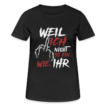 Parce que je ne suis pas comme son doigt du milieu - T-shirt respirant Femme - noir - Devant - AI Model Female 172 light (172cm)