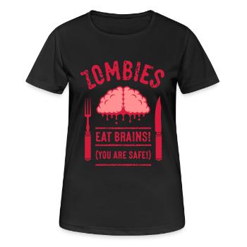 Zombies Eat Brains! You Are Safe! (2C) - Frauen T-Shirt atmungsaktiv - Schwarz - Vorne - AI Model Female 172 light (172cm)