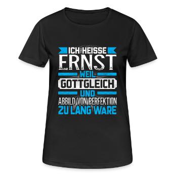 ERNST - Gottgleich - Frauen T-Shirt atmungsaktiv - Schwarz - Vorne - AI Model Female 172 light (172cm)