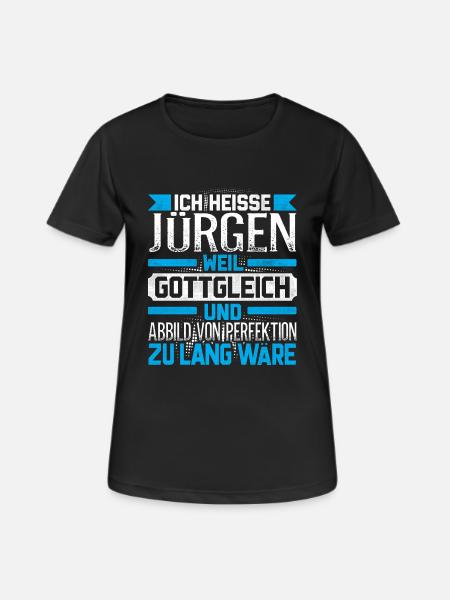 JÜRGEN - Gottgleich - Frauen T-Shirt atmungsaktiv - Schwarz