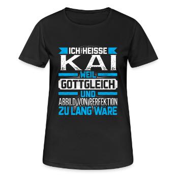 KAI - Gottgleich - Frauen T-Shirt atmungsaktiv - Schwarz - Vorne - AI Model Female 172 light (172cm)