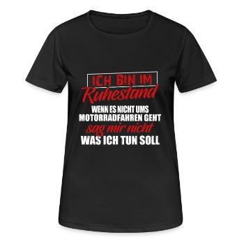 Motorrad Shirt · Superbike · Biker · Ruhestand - Frauen T-Shirt atmungsaktiv - Schwarz - Vorne - AI Model Female 172 light (172cm)