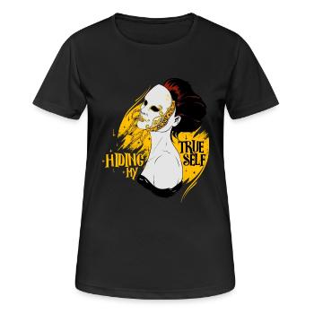 Cacher le vrai moi - Masqué - T-shirt respirant Femme - noir - Devant - AI Model Female 172 light (172cm)