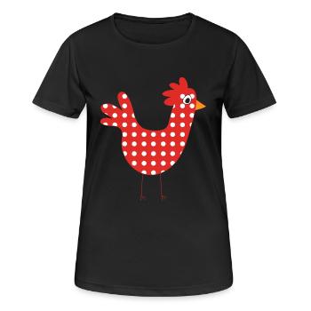 rote Henne - Frauen T-Shirt atmungsaktiv - Schwarz - Vorne - AI Model Female 172 light (172cm)