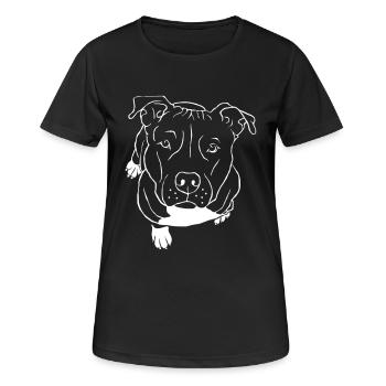 Staffordshire bull terrier begging dark - Women's Breathable T-Shirt - black - Front - AI Model Female 172 light (172cm)