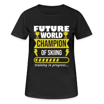 Zukünftiger Weltmeister im Skifahren,Sport - Frauen T-Shirt atmungsaktiv - Schwarz - Vorne - AI Model Female 172 light (172cm)