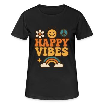 Retro Hippie Design Sun Rainbow Flower - Women's Breathable T-Shirt - black - Front - AI Model Female 172 light (172cm)