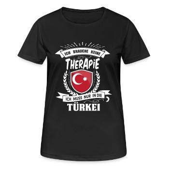 Ich brauche keine Therapie Türkei - Frauen T-Shirt atmungsaktiv - Schwarz - Vorne - AI Model Female 172 light (172cm)