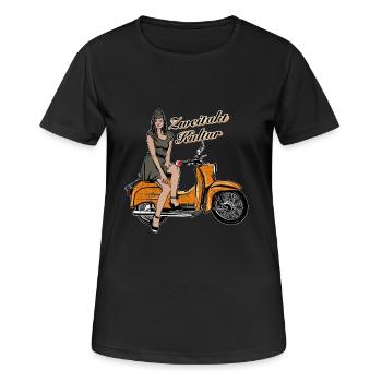 Simson Schwalbe KR51 Rétro trafic orange - T-shirt respirant Femme - noir - Devant - AI Model Female 172 light (172cm)