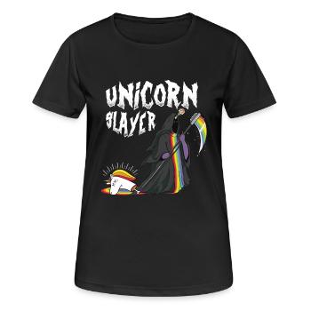 Unicorn Death Sensenmann funny gift of Christmas - Women's Breathable T-Shirt - black - Front - AI Model Female 172 light (172cm)