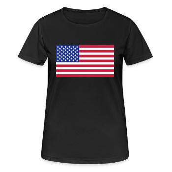 USA - Frauen T-Shirt atmungsaktiv - Schwarz - Vorne - AI Model Female 172 light (172cm)