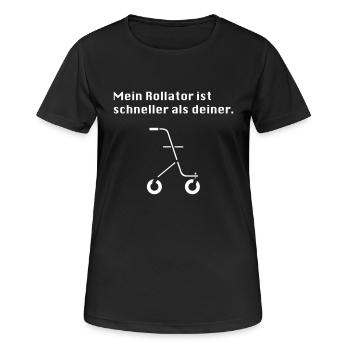 Rollator, Altersheim, Alter,Krankenhaus, Opa, Oma - Frauen T-Shirt atmungsaktiv - Schwarz - Vorne - AI Model Female 172 light (172cm)