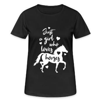 Pferde Liebe - Frauen T-Shirt atmungsaktiv - Schwarz - Vorne - AI Model Female 172 light (172cm)