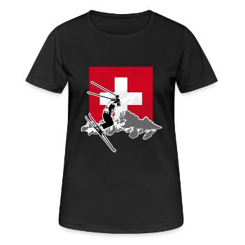Swiss Ski Alpine - Frauen T-Shirt atmungsaktiv - Schwarz - Vorne - AI Model Female 172 light (172cm)