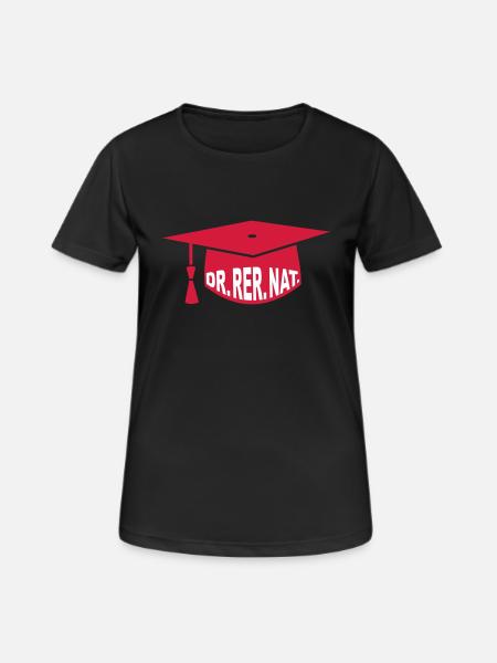 Doktor - Doktorhut - Studium - Geschenk - Dr. rer. - Frauen T-Shirt atmungsaktiv - Schwarz