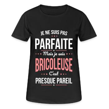Je ne suis pas parfaite mais je suis bricoleuse - T-shirt respirant Femme - noir - Devant - AI Model Female 172 light (172cm)