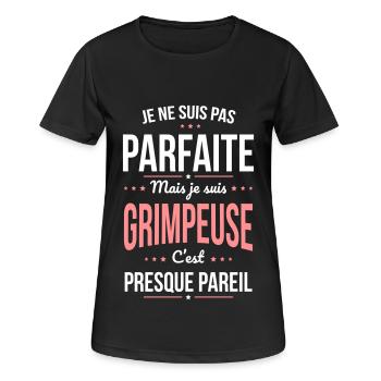 Je ne suis pas parfaite mais je suis grimpeuse - T-shirt respirant Femme - noir - Devant - AI Model Female 172 light (172cm)