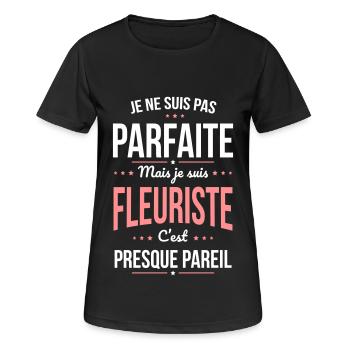 Je ne suis pas parfaite mais je suis fleuriste - T-shirt respirant Femme - noir - Devant - AI Model Female 172 light (172cm)