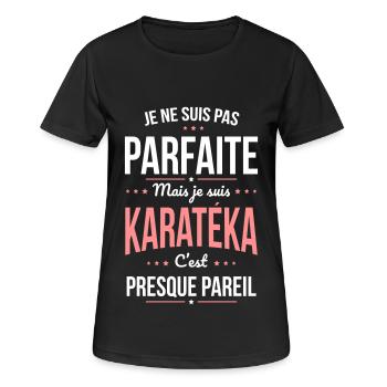 Je ne suis pas parfaite mais je suis karatéka - T-shirt respirant Femme - noir - Devant - AI Model Female 172 light (172cm)