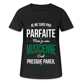 Je ne suis pas parfaite mais je suis musicienne - T-shirt respirant Femme - noir - Devant - AI Model Female 172 light (172cm)
