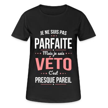Je ne suis pas parfaite mais je suis véto - T-shirt respirant Femme - noir - Devant - AI Model Female 172 light (172cm)