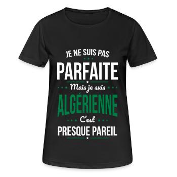 Je ne suis pas parfaite mais je suis Algérienne - T-shirt respirant Femme - noir - Devant - AI Model Female 172 light (172cm)