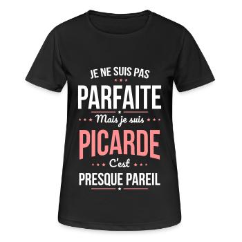 Je ne suis pas parfaite mais je suis Picarde - T-shirt respirant Femme - noir - Devant - AI Model Female 172 light (172cm)