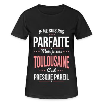 Je ne suis pas parfaite mais je suis Toulousaine - T-shirt respirant Femme - noir - Devant - AI Model Female 172 light (172cm)