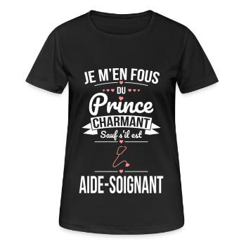 Fous prince charmant sauf s'il est aide-soignant - T-shirt respirant Femme - noir - Devant - AI Model Female 172 light (172cm)