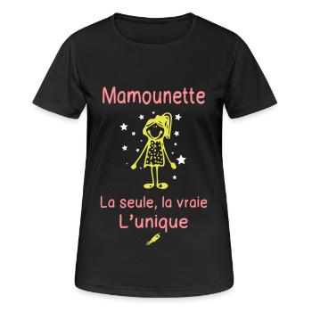 Mamounette la Seule la Vraie l'Unique - Cadeau - T-shirt respirant Femme - noir - Devant - AI Model Female 172 light (172cm)