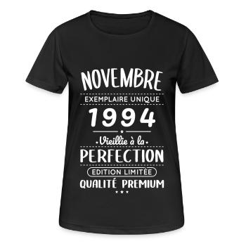 30th Anniversary - November 1994 Perfection - Women's Breathable T-Shirt - black - Front - AI Model Female 172 light (172cm)