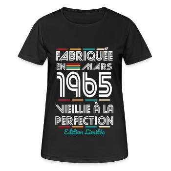 60th Anniversary - Made in March 1965 - Women's Breathable T-Shirt - black - Front - AI Model Female 172 light (172cm)