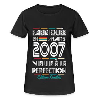 18 Year Anniversary - Made in March 2007 - Women's Breathable T-Shirt - black - Front - AI Model Female 172 light (172cm)