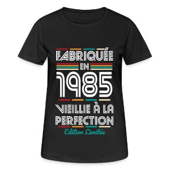 40 Jahre Jubiläum - Hergestellt im Jahr 1985 - Frauen T-Shirt atmungsaktiv - Schwarz - Vorne - AI Model Female 172 light (172cm)