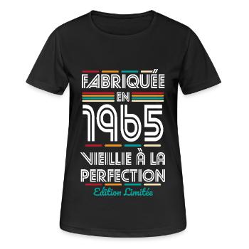 60-jähriges Jubiläum - Hergestellt im Jahr 1965 - Frauen T-Shirt atmungsaktiv - Schwarz - Vorne - AI Model Female 172 light (172cm)