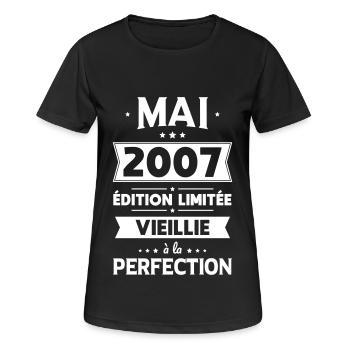 18th Birthday - May 2007 Perfection - Women's Breathable T-Shirt - black - Front - AI Model Female 172 light (172cm)