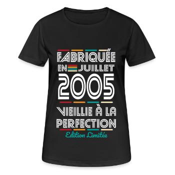 20 Year Anniversary - Made in July 2005 - Women's Breathable T-Shirt - black - Front - AI Model Female 172 light (172cm)