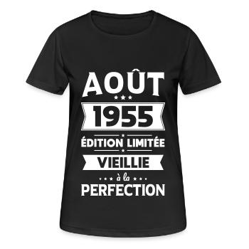 70th Anniversary - August 1955 Perfection - Women's Breathable T-Shirt - black - Front - AI Model Female 172 light (172cm)