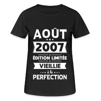 18th Birthday - August 2007 Perfection - Women's Breathable T-Shirt - black - Front - AI Model Female 172 light (172cm)