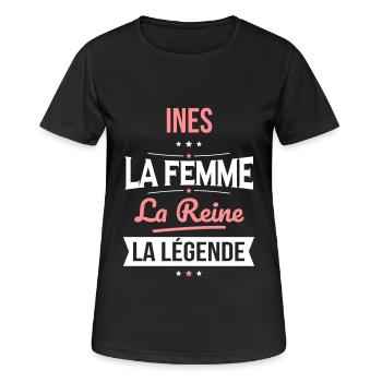 Ines - La Femme - La Reine - La Légende - T-shirt respirant Femme - noir - Devant - AI Model Female 172 light (172cm)