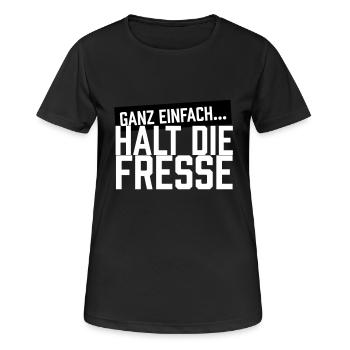 Ganz einfach...Halt die Fresse - Frauen T-Shirt atmungsaktiv - Schwarz - Vorne - AI Model Female 172 light (172cm)