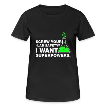 Lustiges Labor-Sicherheits-Wissenschafts-Aussenseiter-Spaß-T-Shirt - Frauen T-Shirt atmungsaktiv - Schwarz - Vorne - AI Model Female 172 light (172cm)