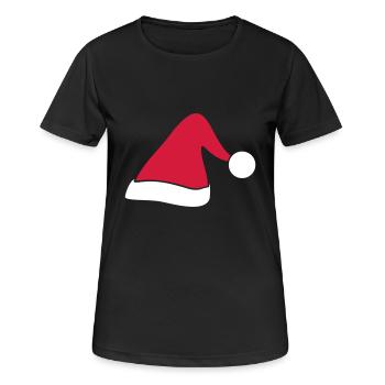 Weihnachtsmütze// Weihnachtsfeier// Weihnachtsmann - Frauen T-Shirt atmungsaktiv - Schwarz - Vorne - AI Model Female 172 light (172cm)