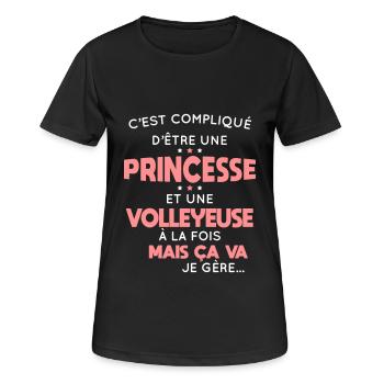 Compliqué d'être une princesse et une volleyeuse - T-shirt respirant Femme - noir - Devant - AI Model Female 172 light (172cm)