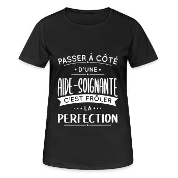 Aide soignante - Frôler la perfection - T-shirt respirant Femme - noir - Devant - AI Model Female 172 light (172cm)